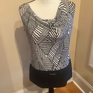 PICADILLY Fashions NWT Size S Sleeveless Black & Dull White Dressy Top